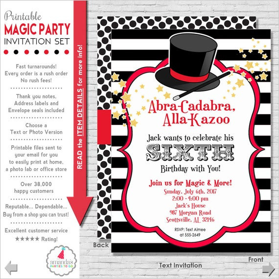 Magic Birthday Party Invitations
 Magic Party Invitation Magic Birthday Invitation Magic