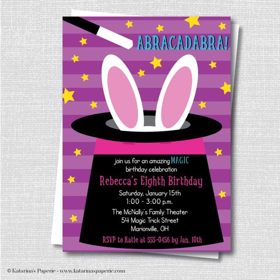 Magic Birthday Party Invitations
 Girl Magic Birthday Party Invitation Magic by KatarinasPaperie