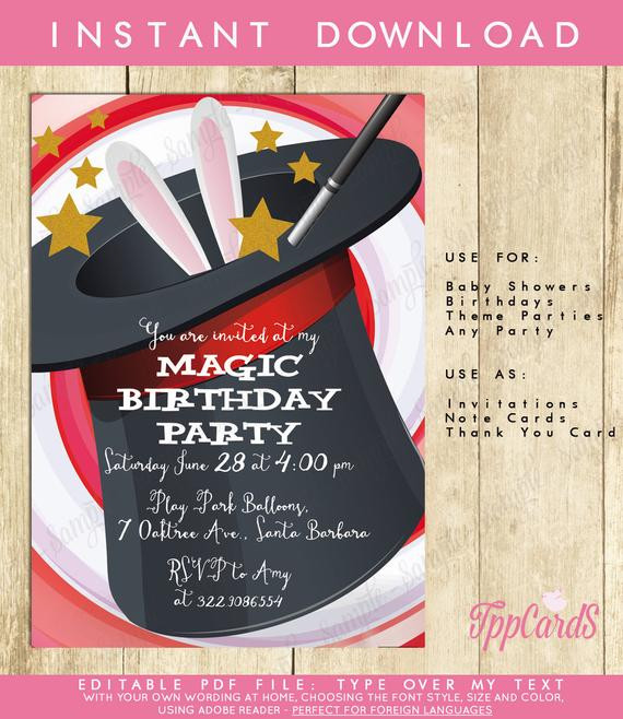 Magic Birthday Party Invitations
 Magic First Birthday Party Invitations Magical Birthday Party