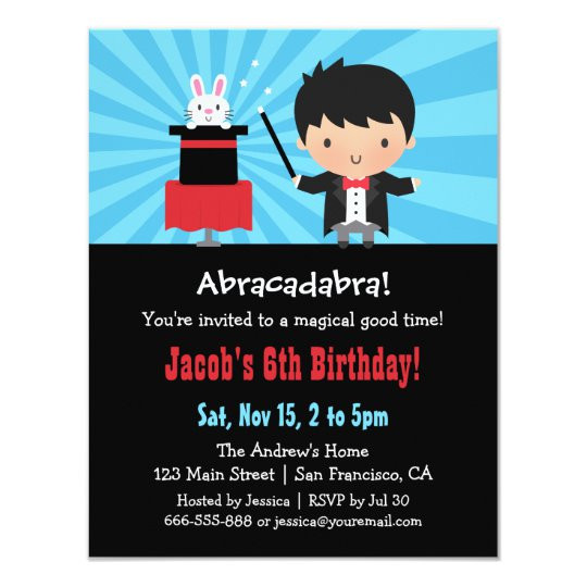 Magic Birthday Party Invitations
 Magician Kids Magic Birthday Party Invitations