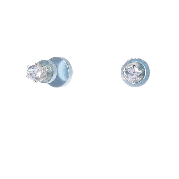 Magnetic Stud Earrings
 Silver Cubic Zirconia 2MM Round Magnetic Stud Earrings