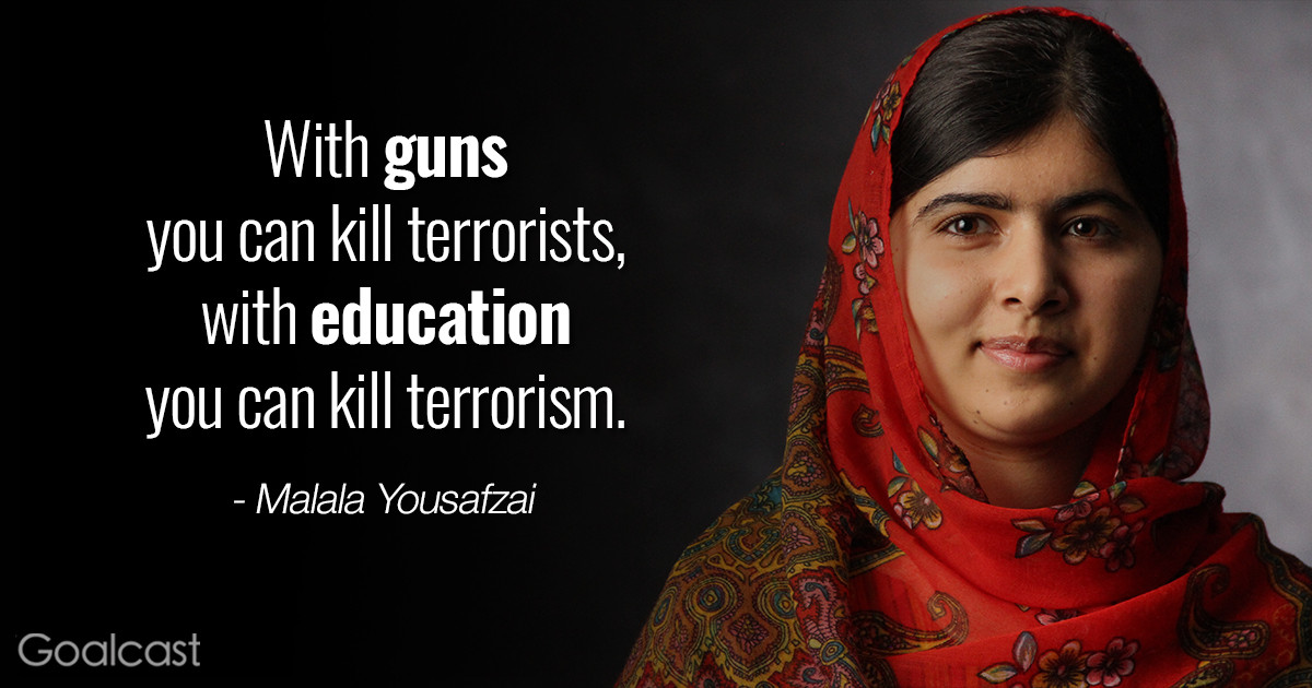 Malala Quotes Education
 Malala most inspiring quotes Guns vs education