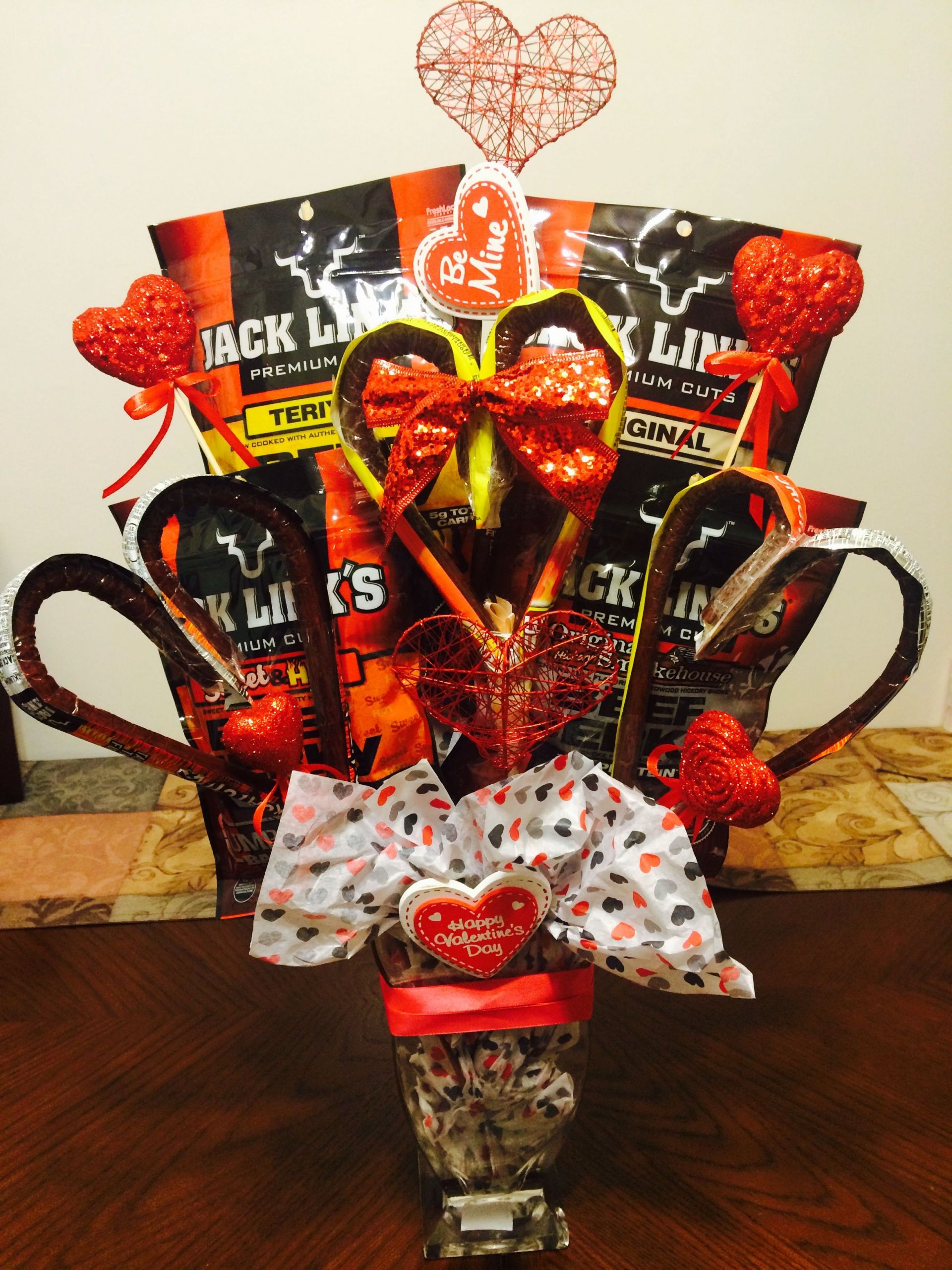 Male Valentine Gift Ideas
 Beef Jerky bouquet for husband Valentine s Day