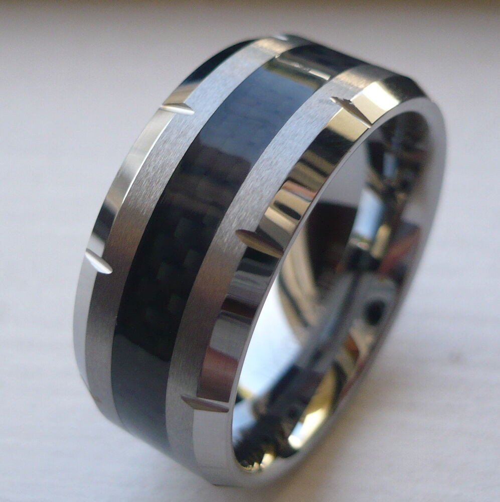 Male Wedding Ring
 10MM MEN S TUNGSTEN CARBIDE WEDDING BAND RING with BLACK