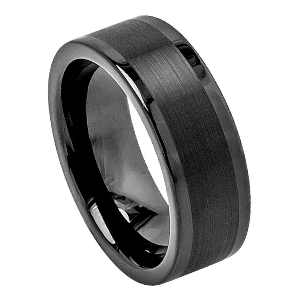 Male Wedding Ring
 Black Tungsten Carbide Wedding Band Ring Mens Jewelry