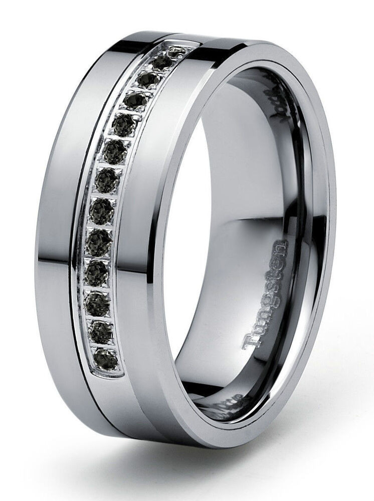 Male Wedding Ring
 8mm 0 21ct Black Diamond Tungsten Modern Men s Wedding