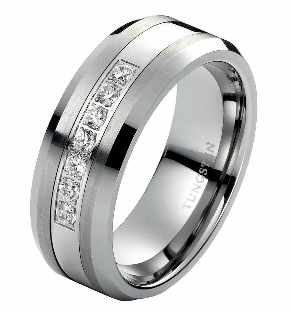 Male Wedding Ring
 Diamond Wedding Band Ring men s tungsten band 8mm Modern