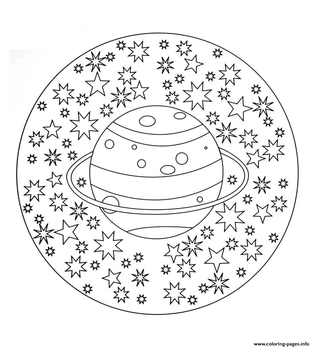 Mandala Coloring Pages For Boys
 Free Mandala To Color Planet Stars Coloring Pages Printable