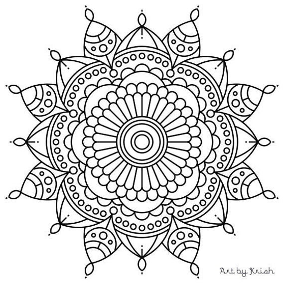 Mandala Coloring Pages For Kids
 Items similar to Mandala Adult Coloring Page 56 on Etsy