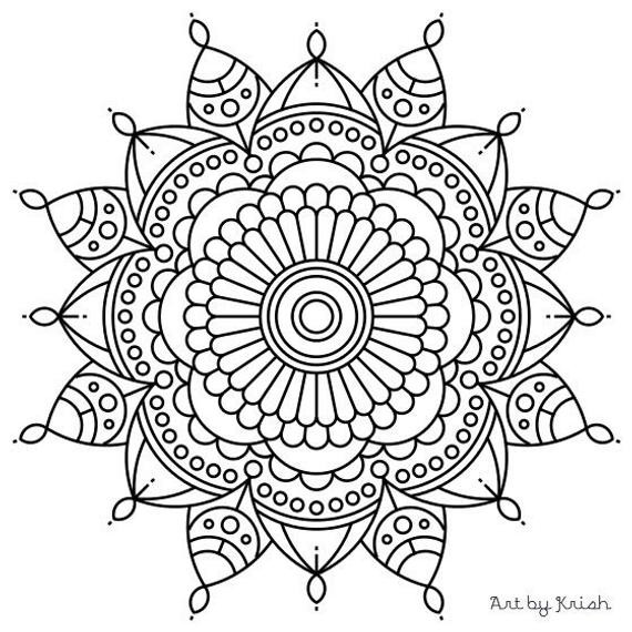 Mandala Coloring Pages Printable For Kids
 Items similar to Mandala Adult Coloring Page 56 on Etsy