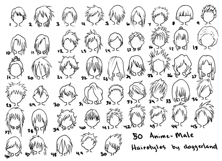 Manga Male Hairstyles
 AnimeAção Exemplos para Treino de cabelos para Mangá