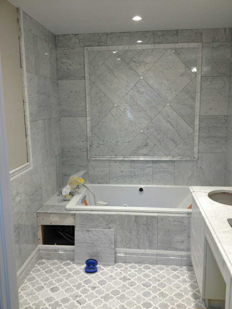 Marble Bathroom Tile
 Edmonton Tile Install – White Marble Bathroom