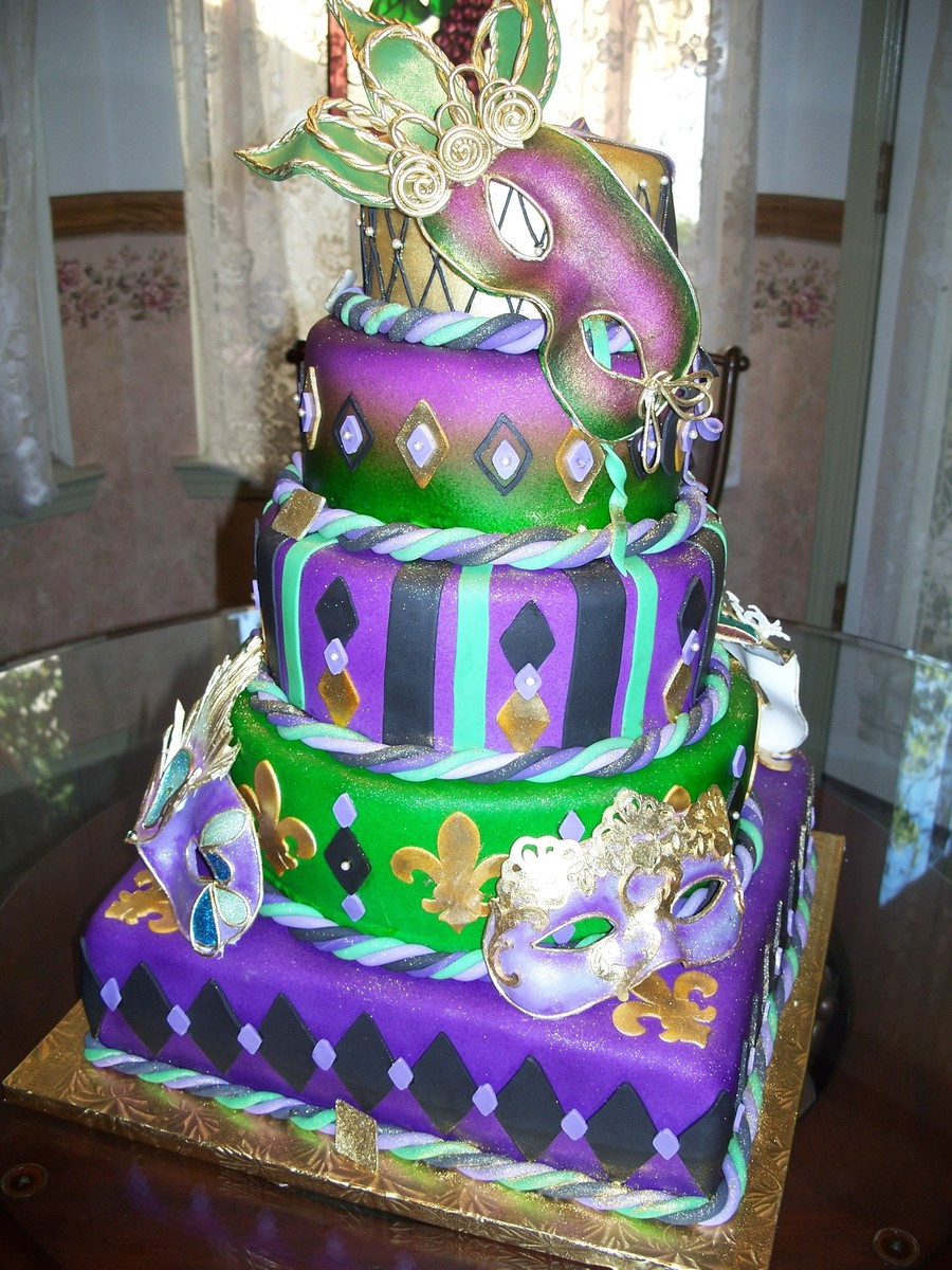 Mardi Gras Birthday Cake
 15Th Birthday Mardi Gras Quinceanera Cake CakeCentral