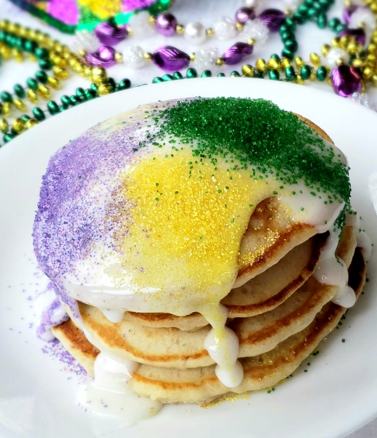 Mardi Gras Pancakes
 King Cake Pancakes for Mardi Gras and Fat Tuesday