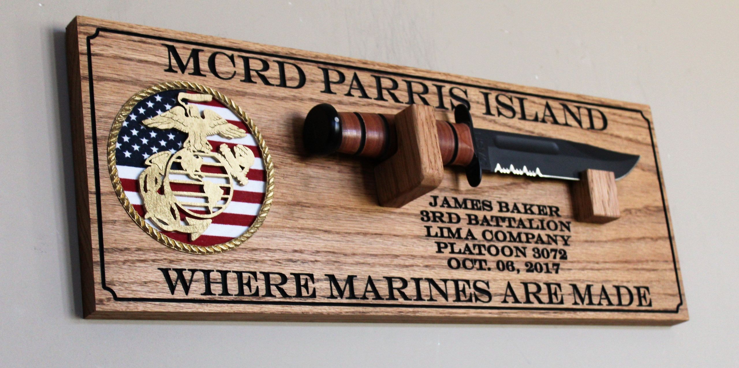 Marine Graduation Gift Ideas
 USMC Wall Mount Display Carved Wood Plaque Personalized