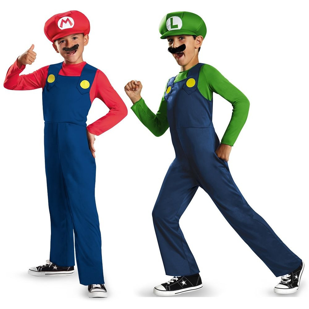 Mario And Luigi DIY Costumes
 Mario and Luigi Costumes Kids Super Mario Bros Halloween