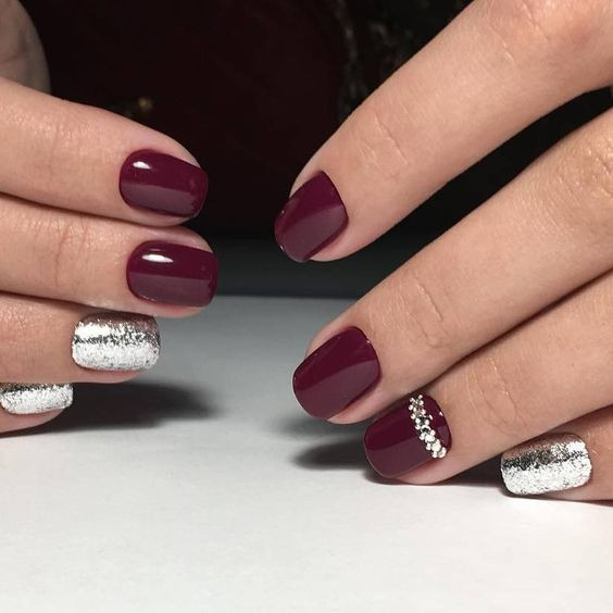 Maroon Glitter Nails
 Colorful Wedding Nails Ideas for Winter You’ll Love