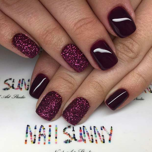 Maroon Glitter Nails
 43 Chic Burgundy Nails You ll Fall in Love With