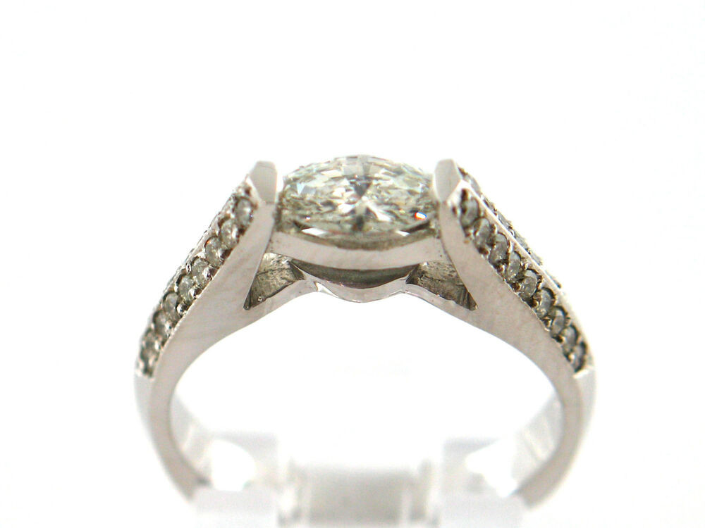 Marquise Cut Diamond Engagement Ring
 1 02 CT Natural diamond marquise cut engagement ring VS2 G