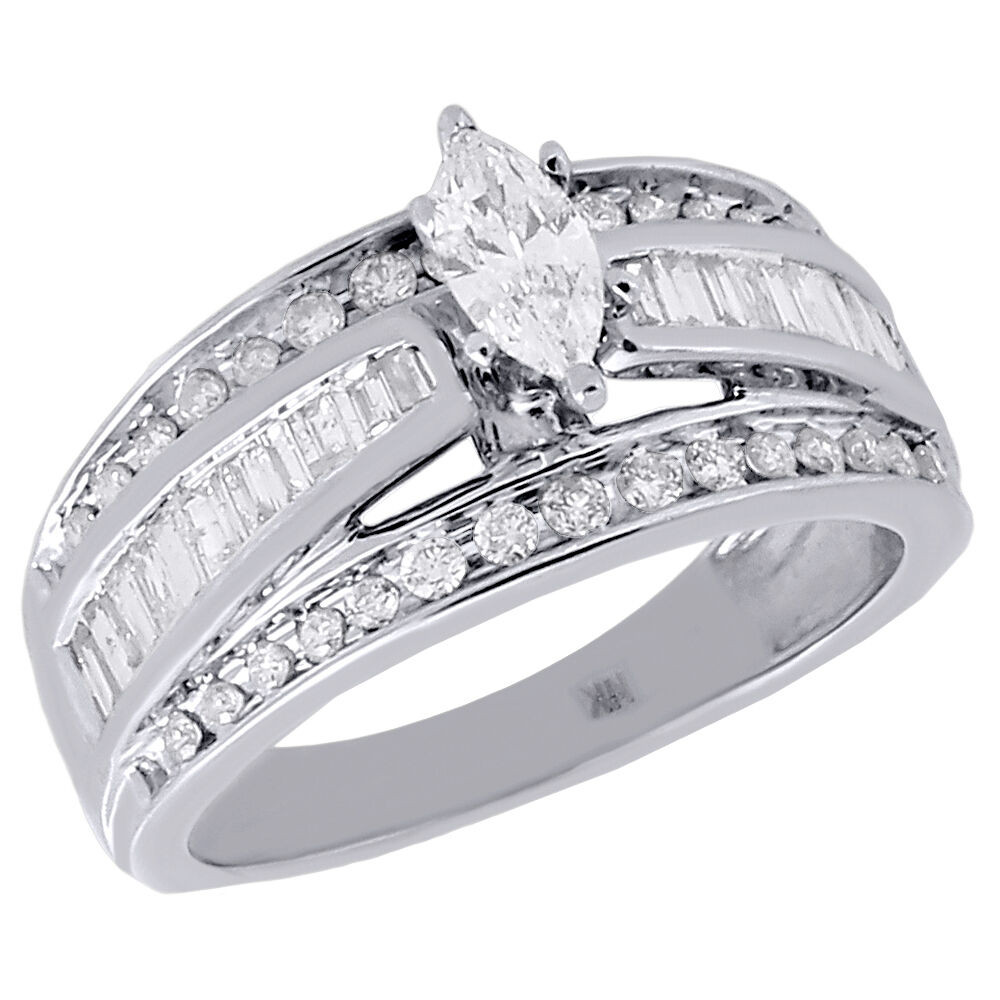 Marquise Cut Diamond Engagement Ring
 14K White Gold Marquise Cut Solitaire Diamond Wedding