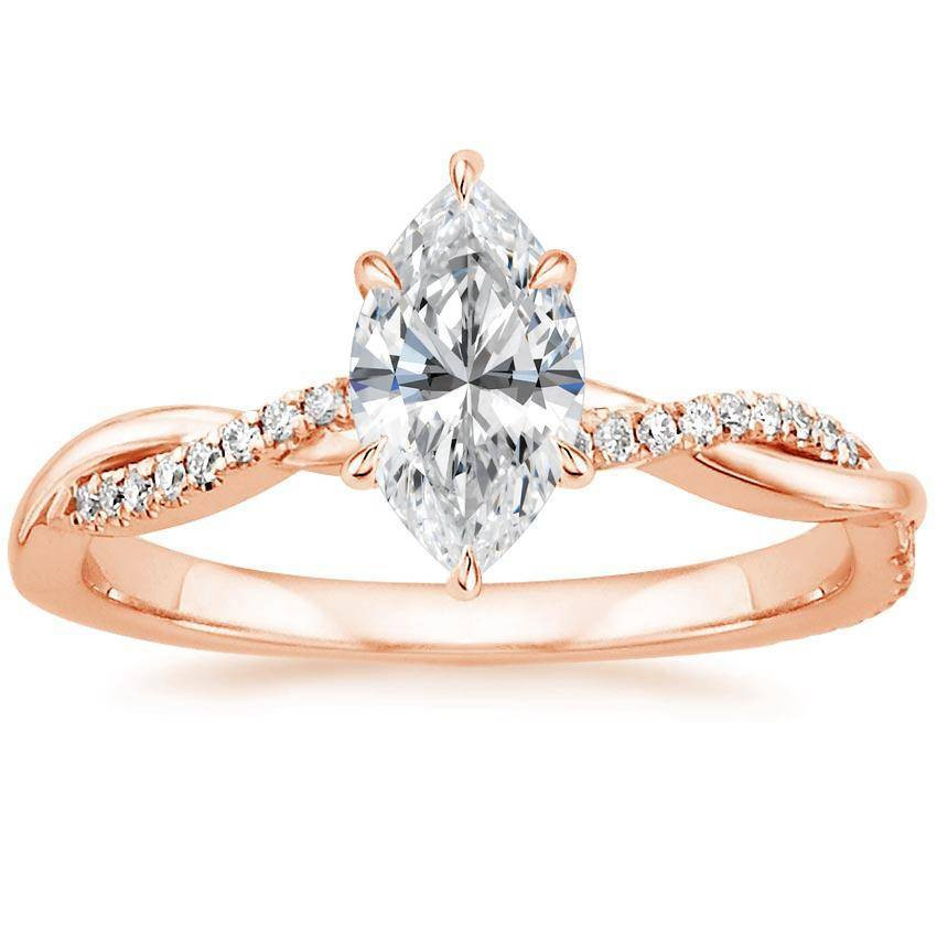 Marquise Cut Diamond Engagement Ring
 Marquise & Round Cut Simulated Diamond Twist Engagement