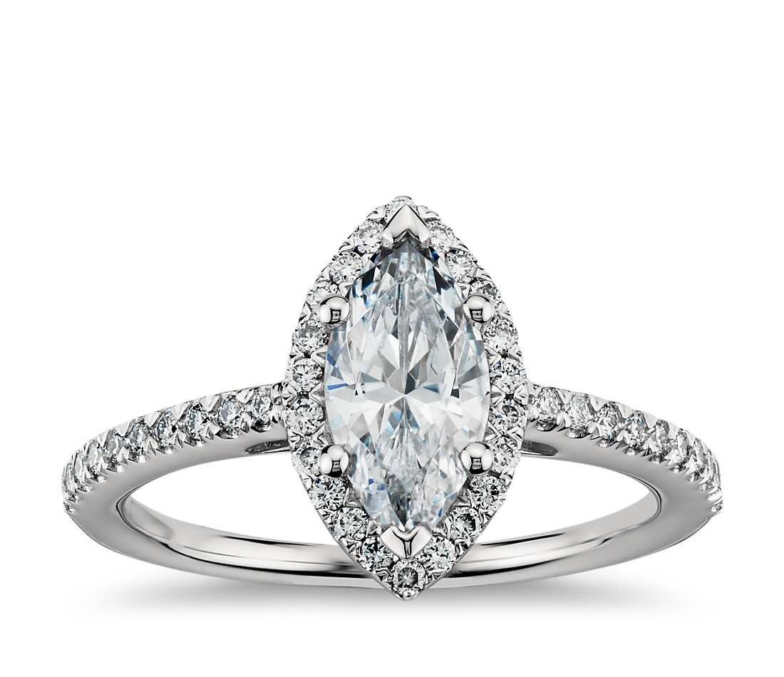 Marquise Cut Diamond Engagement Ring
 Marquise Cut Halo Diamond Engagement Ring in Platinum