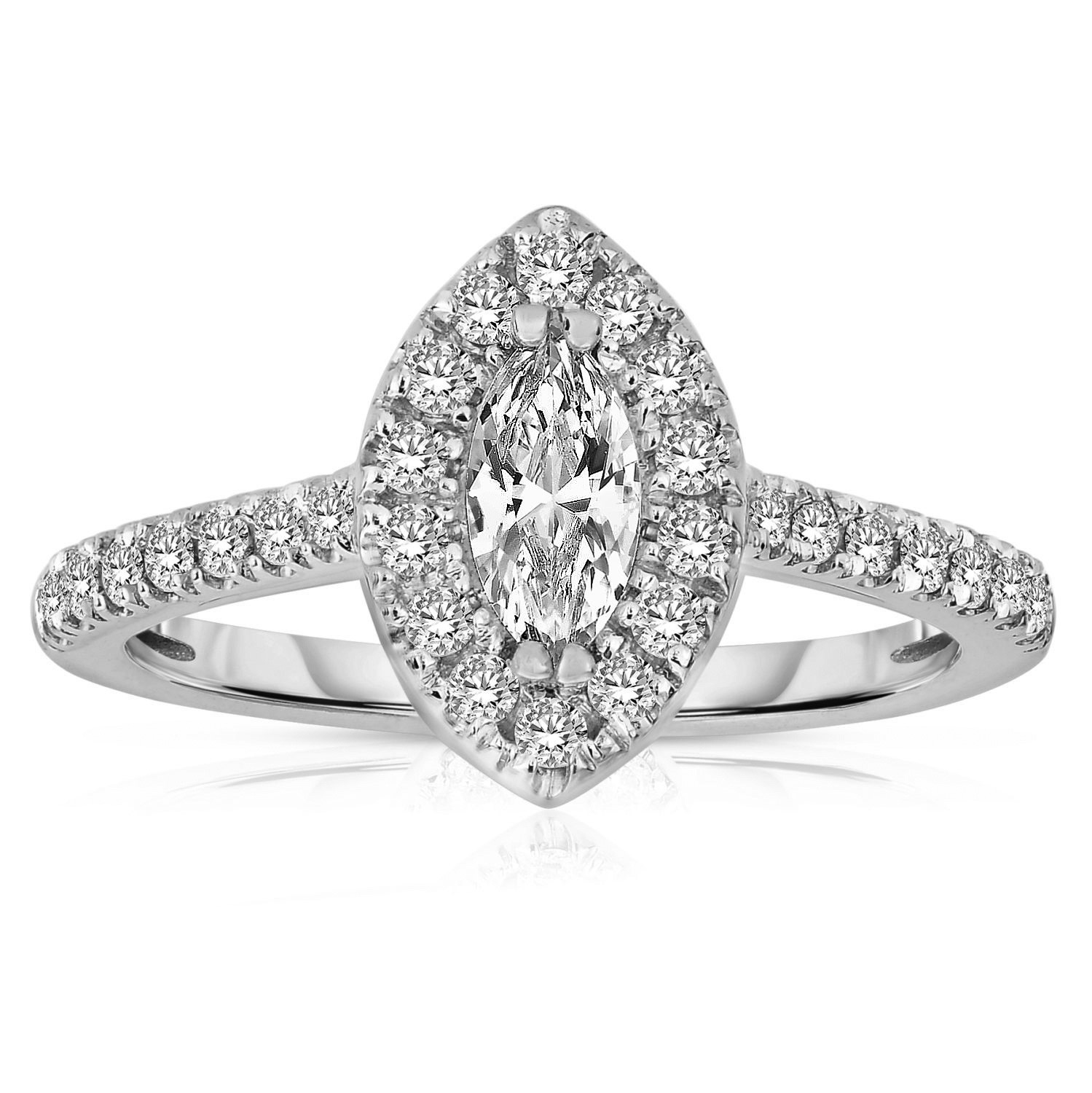Marquise Cut Diamond Engagement Ring
 Half Carat Marquise cut Halo Diamond Engagement Ring in