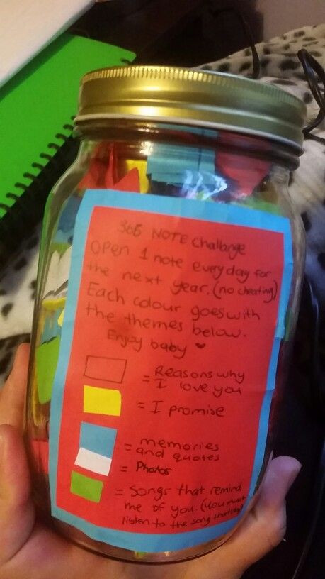 Mason Jar Gift Ideas For Boyfriend
 365 note jar I made for my lover bday