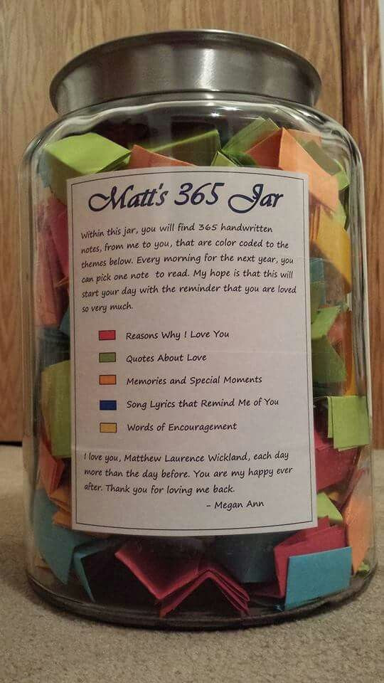 Mason Jar Gift Ideas For Boyfriend
 Hubby 365 jar Gift ideas