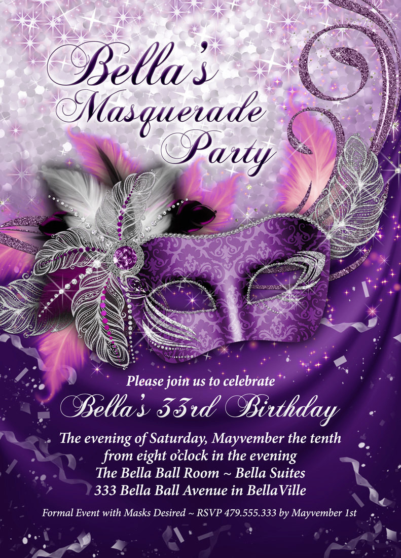 Masquerade Birthday Invitations
 Masquerade Party Invitation Mardi Gras Party Party