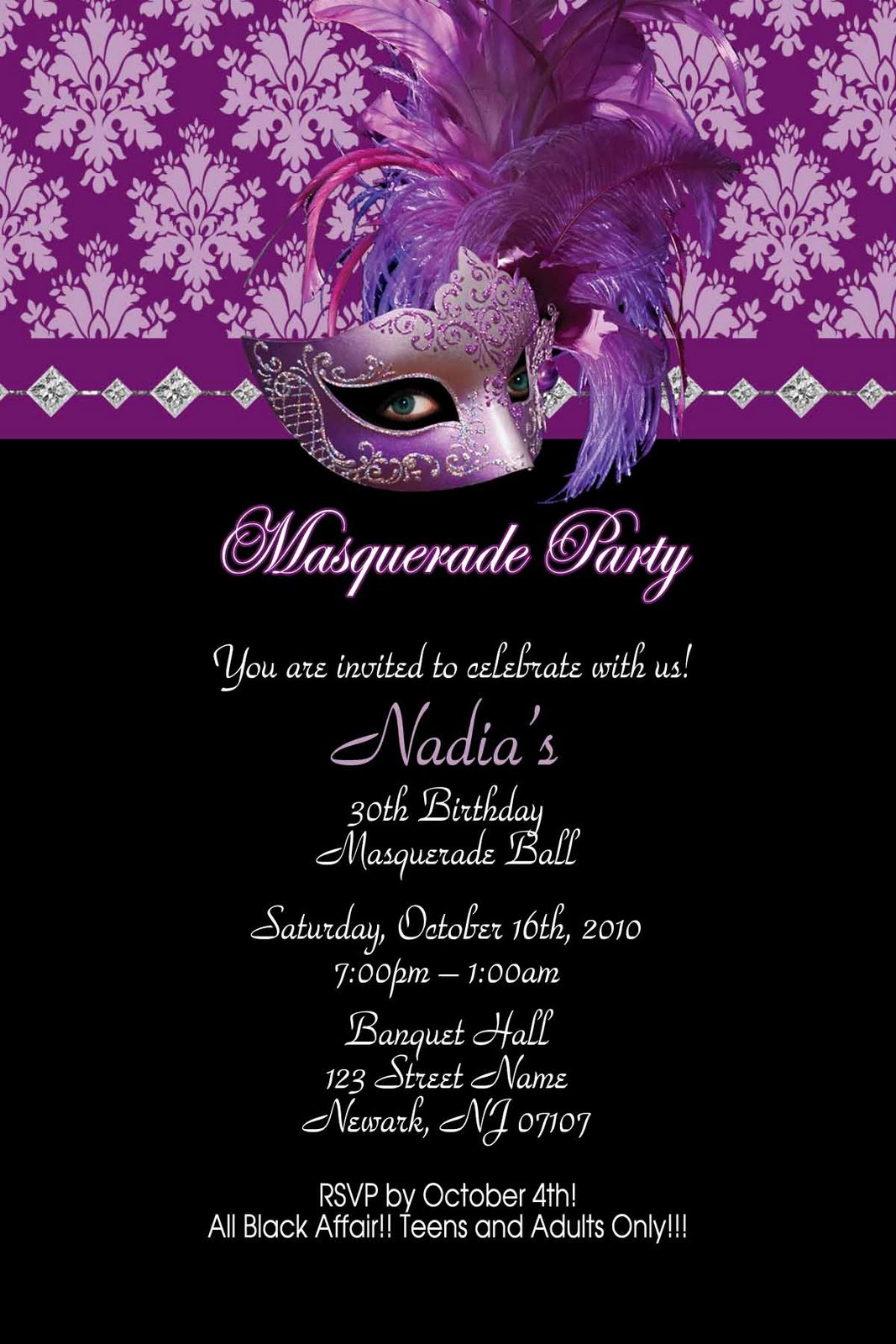 Masquerade Birthday Invitations
 Quinceanera Invitations and Baby Announcements