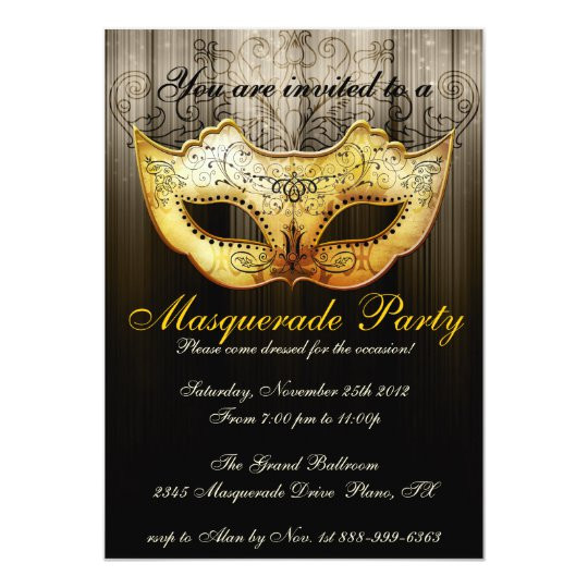 Masquerade Birthday Invitations
 Masquerade Party Celebration Fancy Gold Invitation