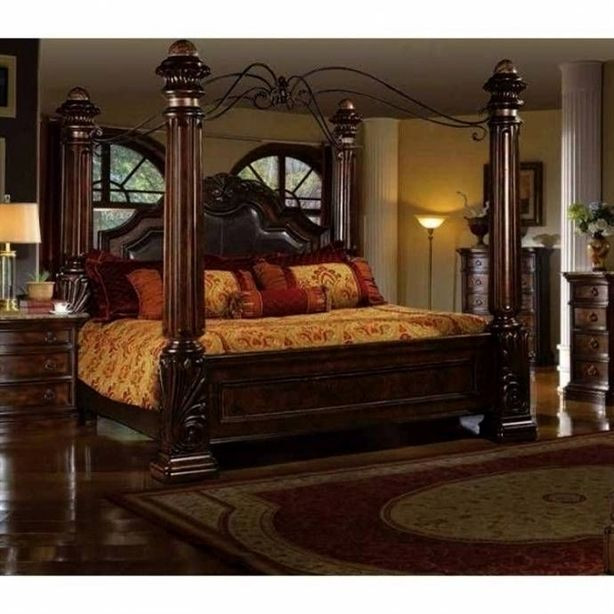 Master Bedroom Sets King
 Mcferran B6005 Rich Brown Solid Hardwood California King