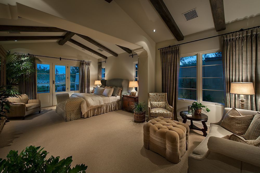 Master Bedroom Suite
 Traditional Master Bedroom with Carpet & Exposed beam