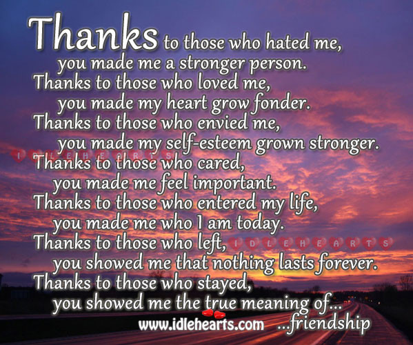 Meaning Of Thanksgiving Quotes
 Thanks… You Showed Me The True Meaning Friendship