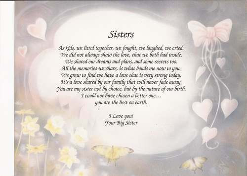 Meaningful Birthday Quotes
 Personalized Poem "Sisters" Meaningful Gift Birthday