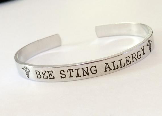 Medical Allergy Bracelet
 Medical alert bracelet Hand stamped Allergy Bracelet