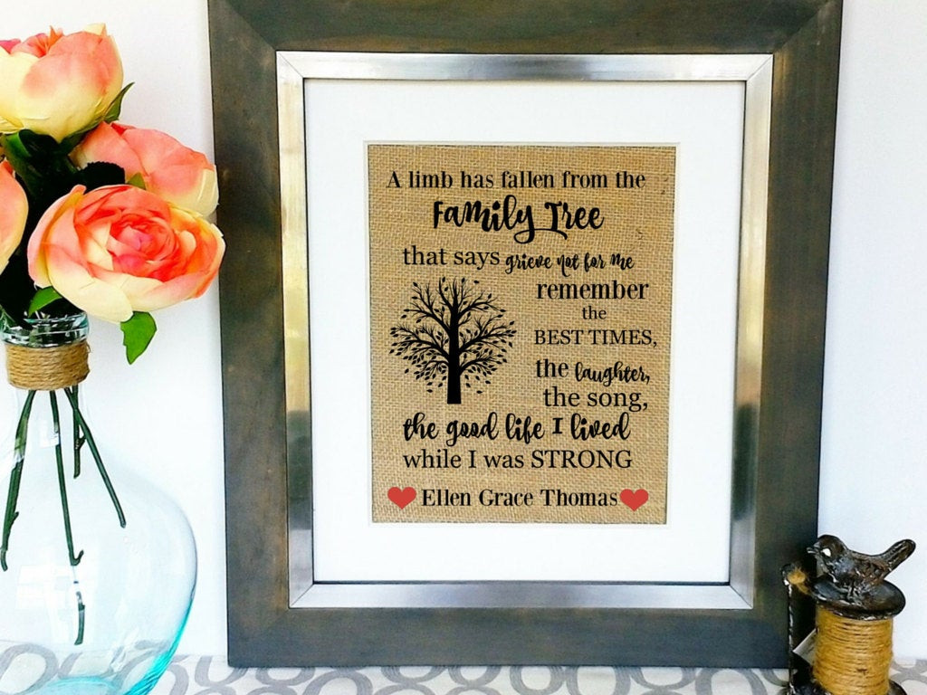 Memorial Gift Ideas For Loss Of Father
 Personalized SYMPATHY Gift Concolence Gifts Memorial Burlap