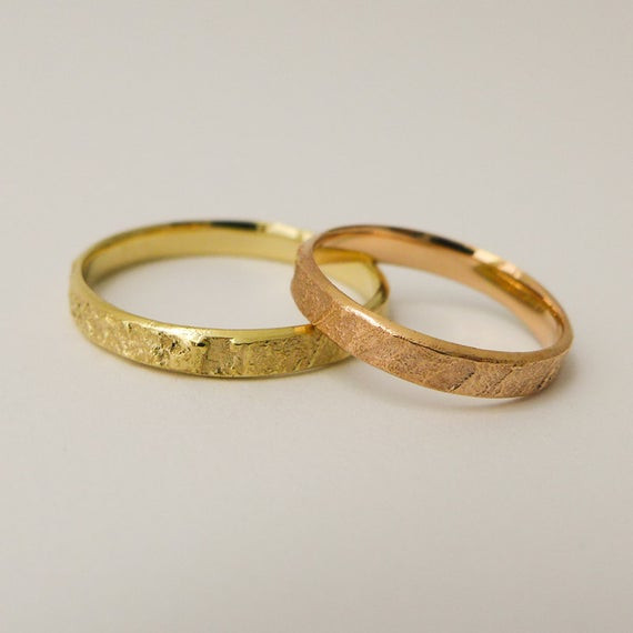 Men And Women Wedding Ring Sets
 Rustic wedding rings set for men and women 14 karat solid