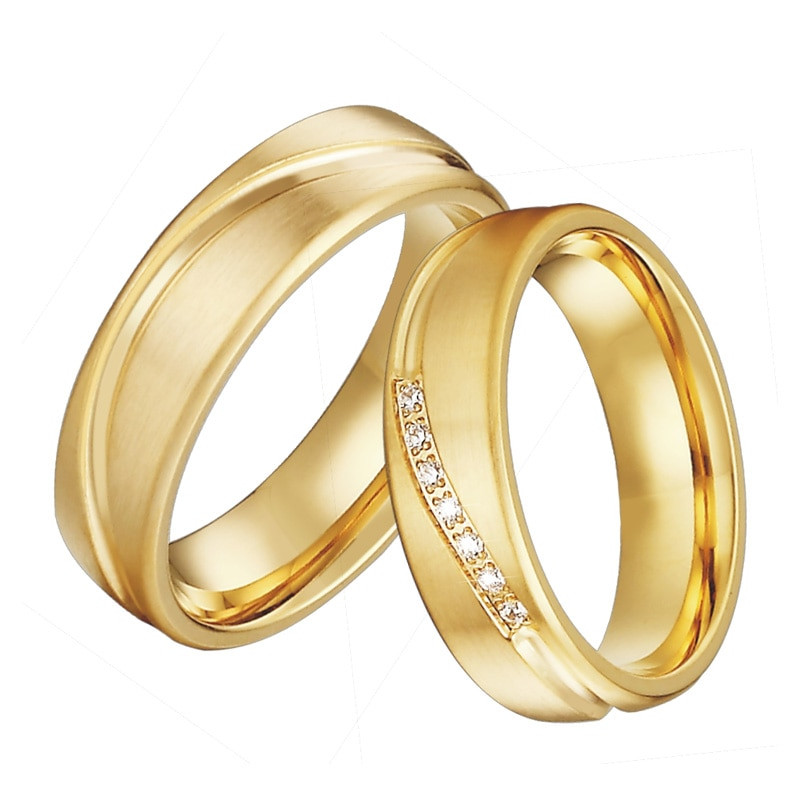 Men And Women Wedding Ring Sets
 Alliance Men love Wedding ring set anillos mujer Gold