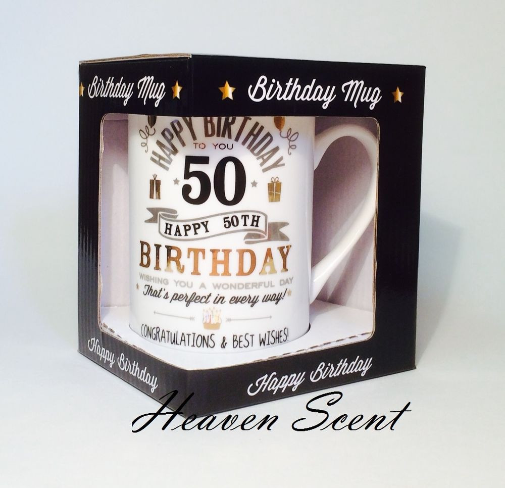 Mens 50th Birthday Gifts
 Happy 50th Birthday Gift Ideas for Him Men Gift Boxed Mug