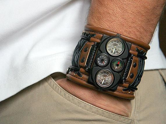 Mens Bracelet Watch
 Mens wrist watch bracelet Voyager Steampunk Watches by dganin