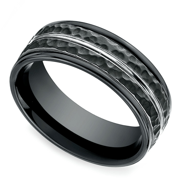 Mens Cobalt Wedding Bands
 Hammered Men s Wedding Ring in Blackened Cobalt