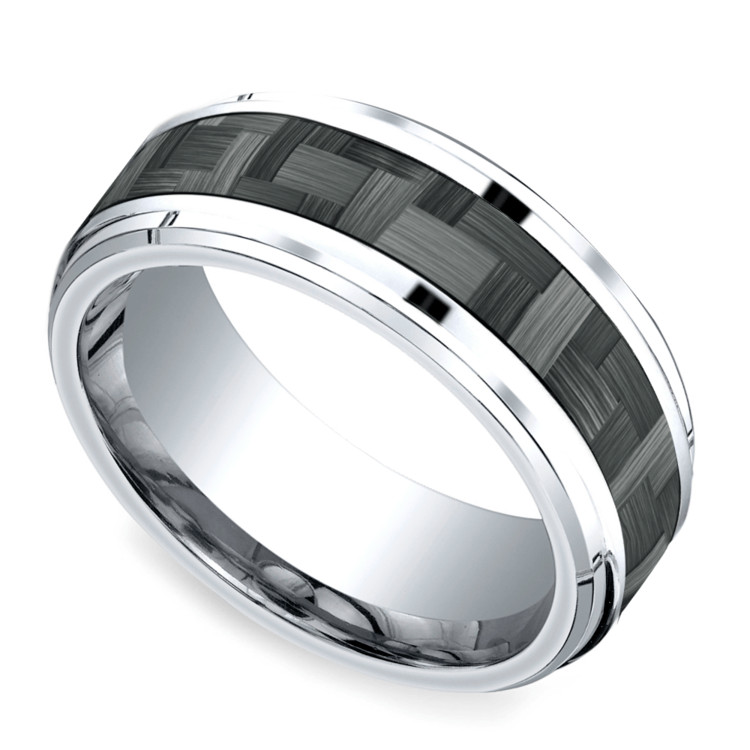 Mens Cobalt Wedding Bands
 Beveled Carbon Fiber Men s Wedding Ring in Cobalt