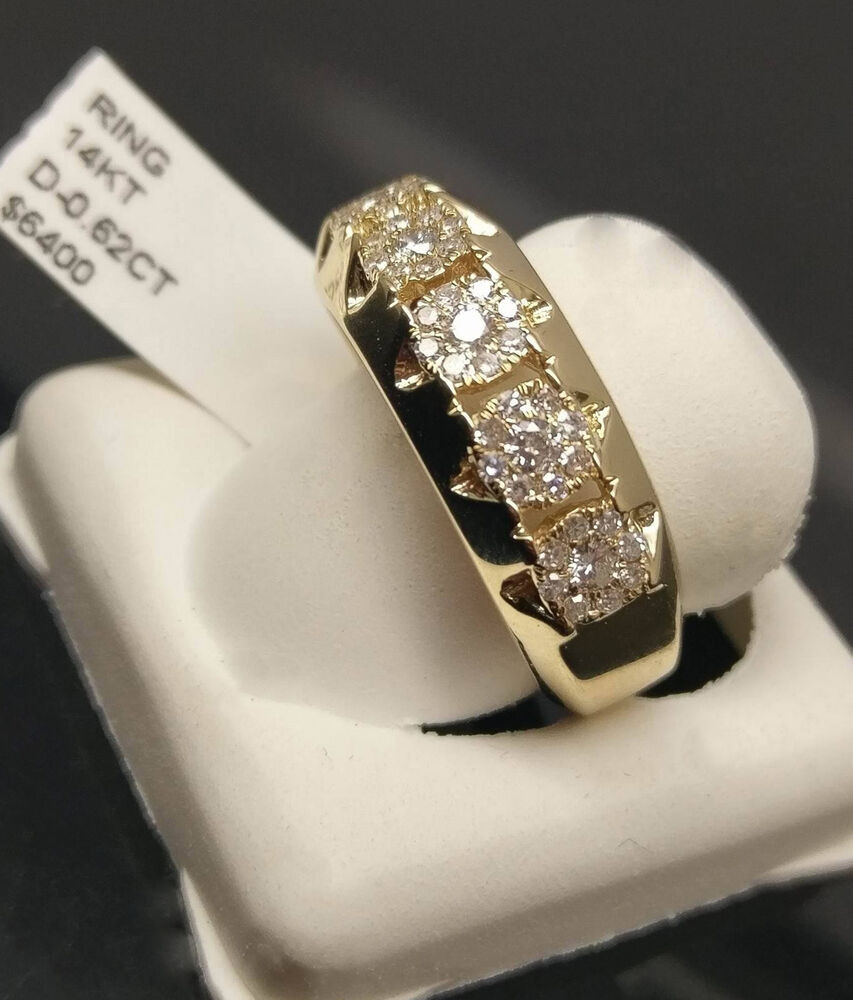Mens Diamond Engagement Rings
 Real 14k Yellow Gold Mens Diamond Band Engagement Wedding