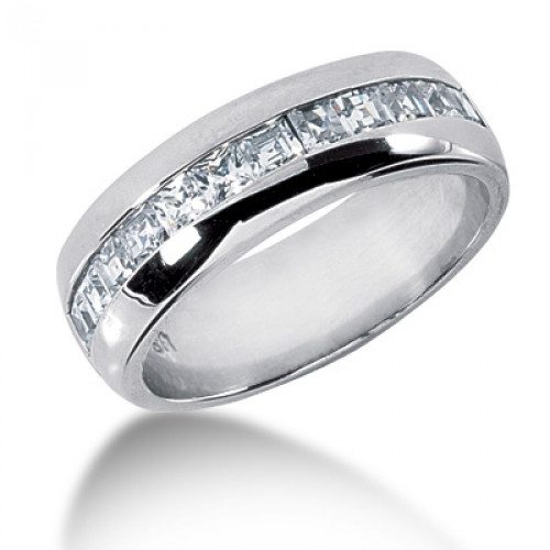 Mens Diamond Engagement Rings
 1 20 Carat Mens Princess Cut 7 MM Diamond Wedding Band in