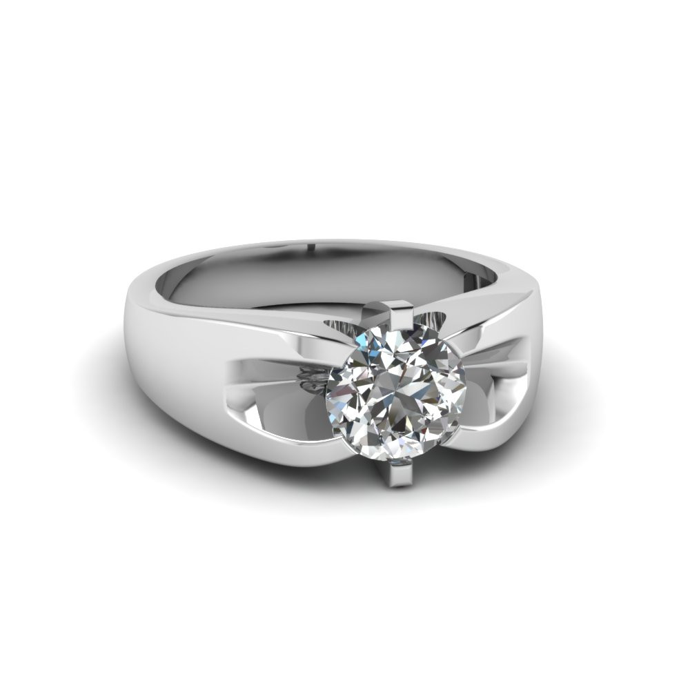 Mens Diamond Engagement Rings
 1 Carat Diamond Mens Wedding Ring In 18K White Gold