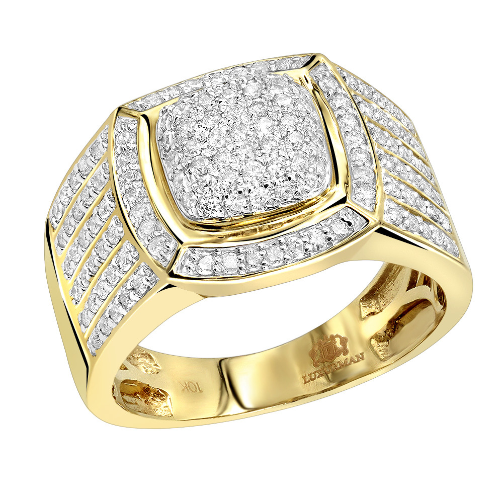 Mens Diamond Pinky Rings
 Pinky Rings 1 Carat Men s Diamond Ring by Luxurman