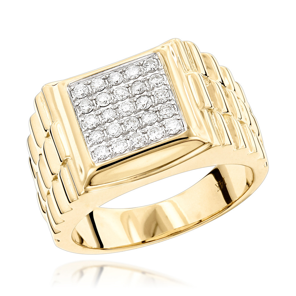Mens Diamond Pinky Rings
 Pinky Rings Mens Diamond Gold Ring by Luxurman 0 55ct 14K