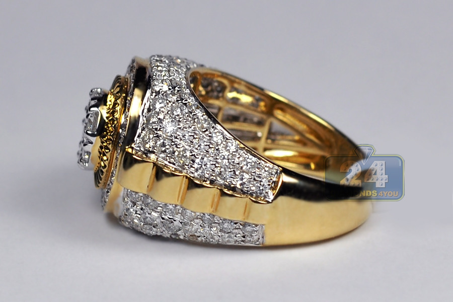 Mens Diamond Pinky Rings
 Mens Diamond Cluster Pinky Ring 14K Yellow Gold 3 22 ct